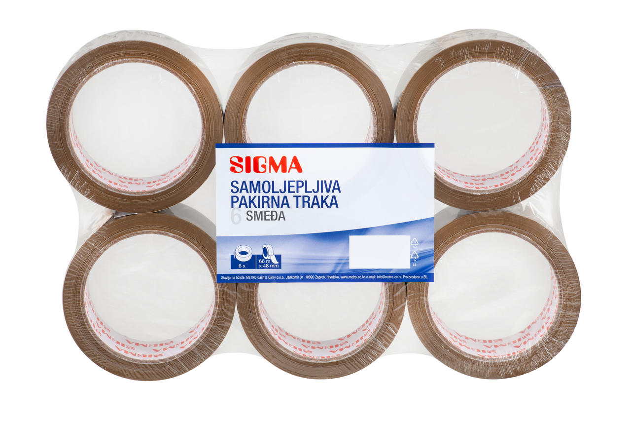 SIGMA Samoljepljiva pakirna traka, smeđa 48 mmx66 m, 6/1