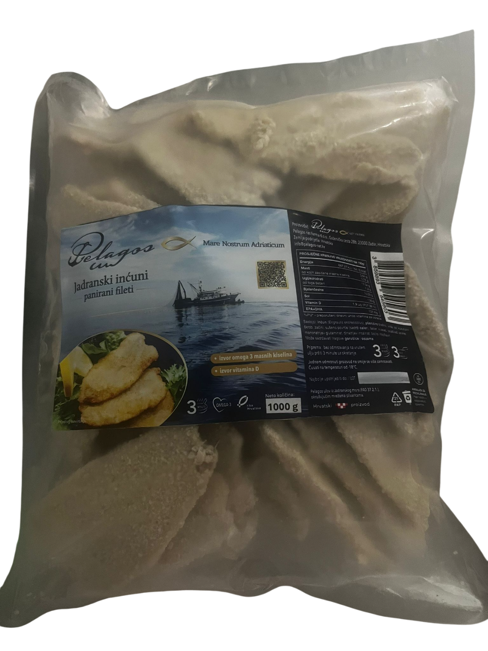 Pelagos Jadranski inćuni panirani filet 1 kg