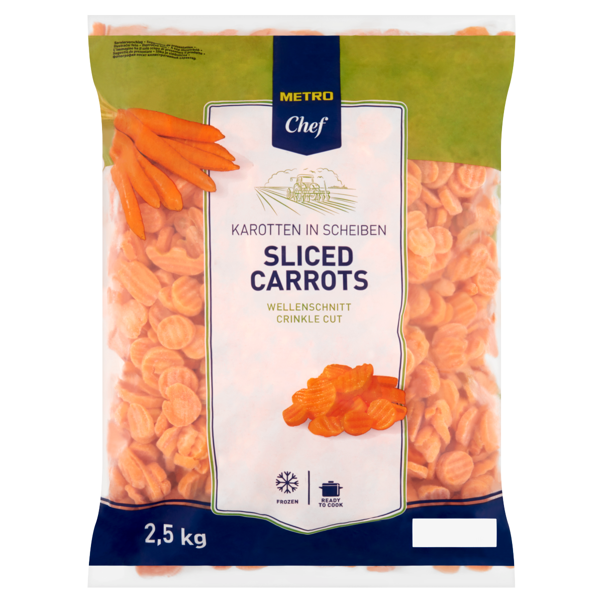 METRO Chef Gyorsfagyasztott, Hullámos Sárgarépa Szeletek 2,5 kg