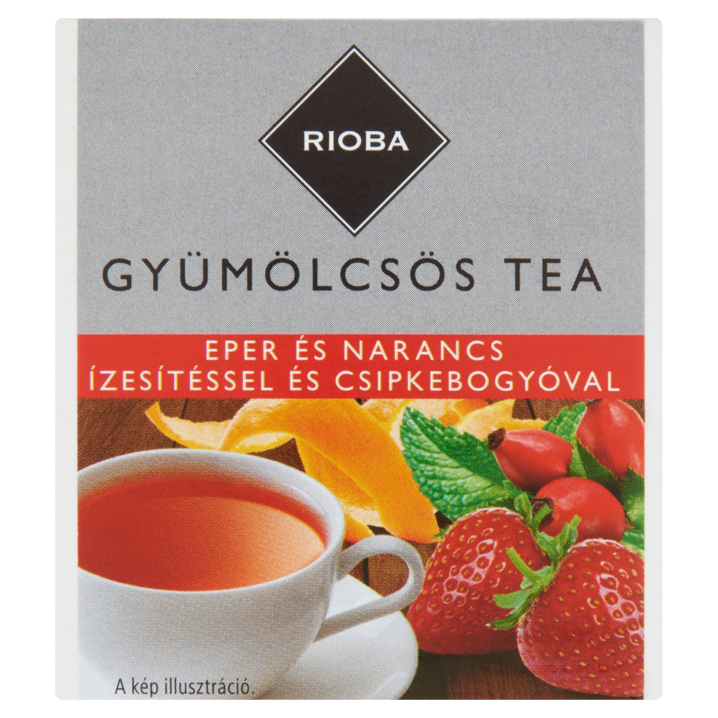 RIOBA Eper és Narancs Ízű Gyümölcstea Csipkebogyóval 100 x 2 g