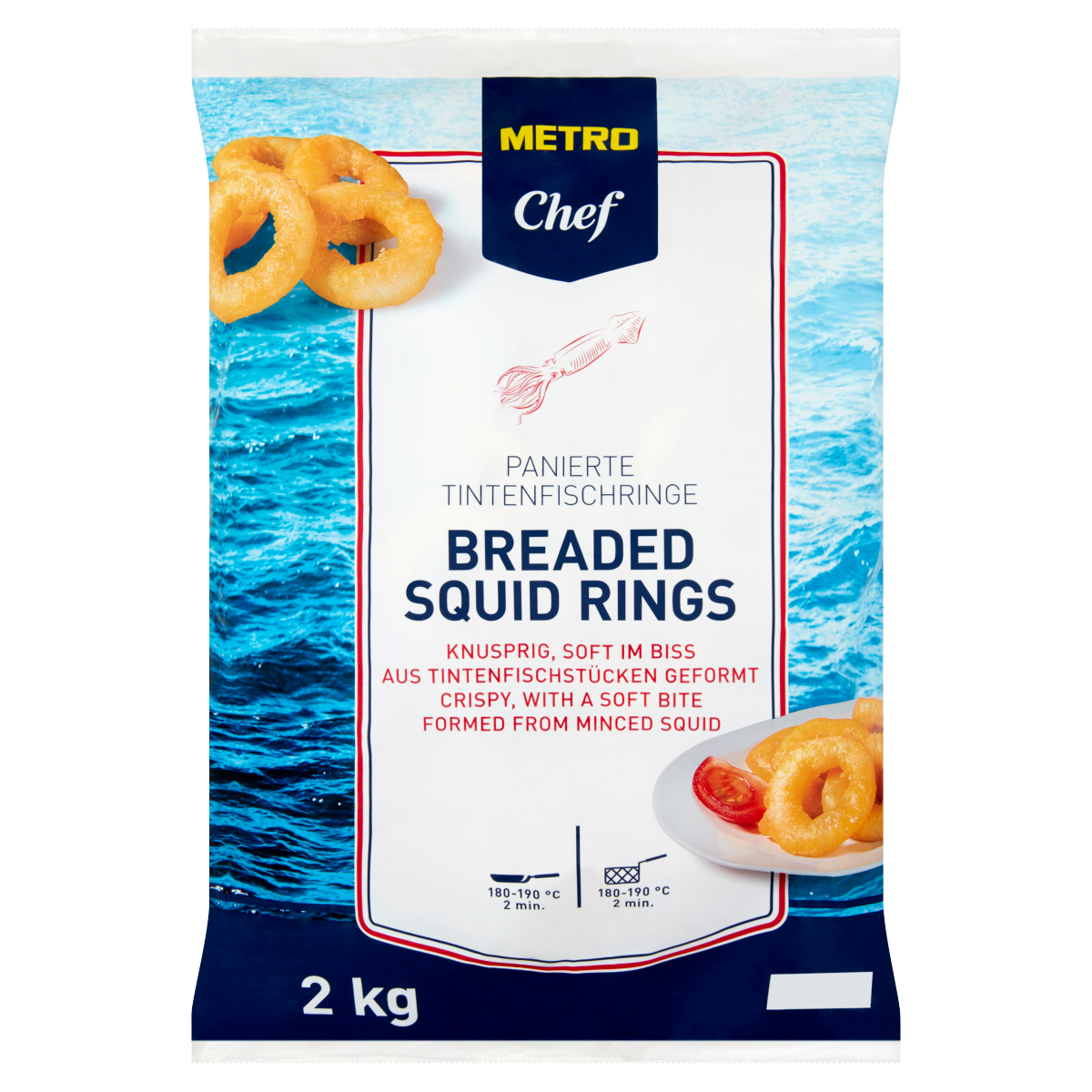 METRO Chef Gyorsfagyasztott, Elősütött Tintahal Karikák Ropogós Bundában 2 kg
