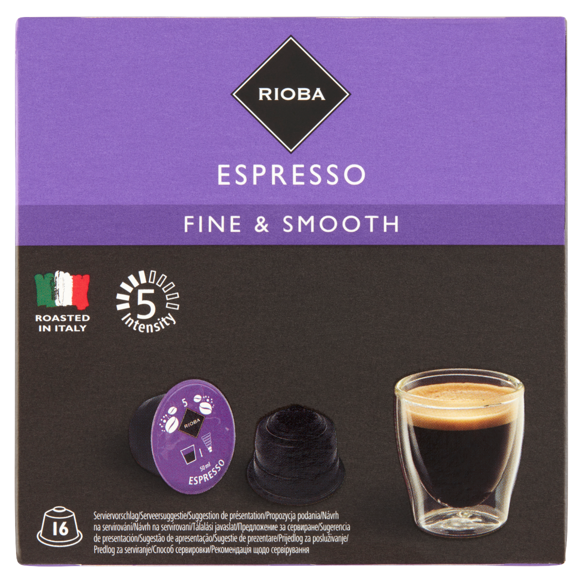 RIOBA Espresso Pörkölt, Őrölt Kávékapszula 16 x 7 g (112 g)