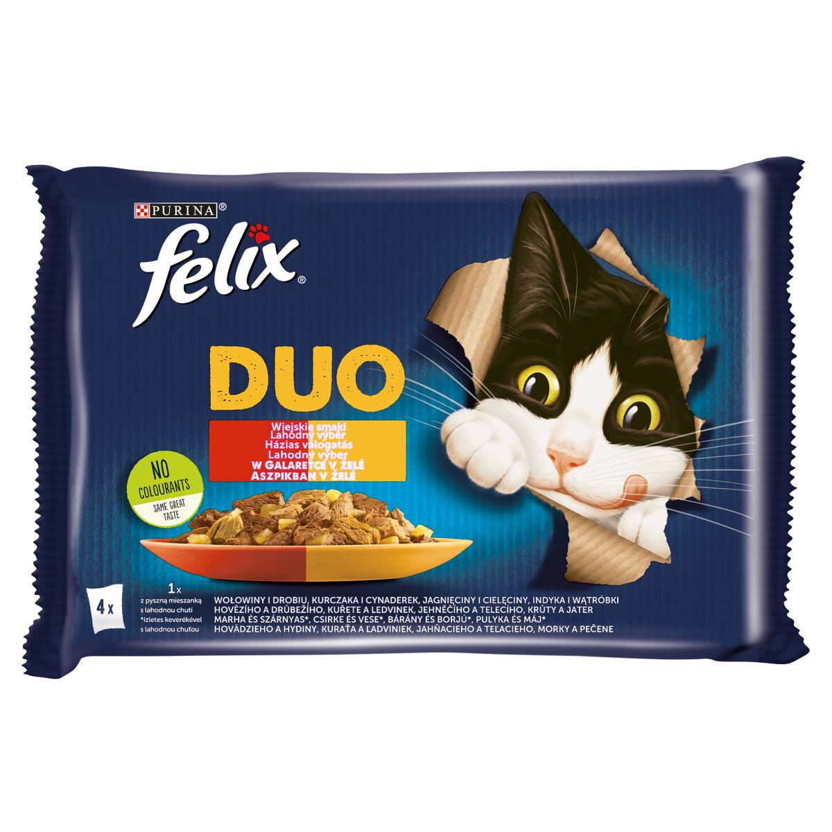 felix Purina Fantastic Duo házias válogatás aszpikban nedves macskaeledel 4 x 85 g (340 g)