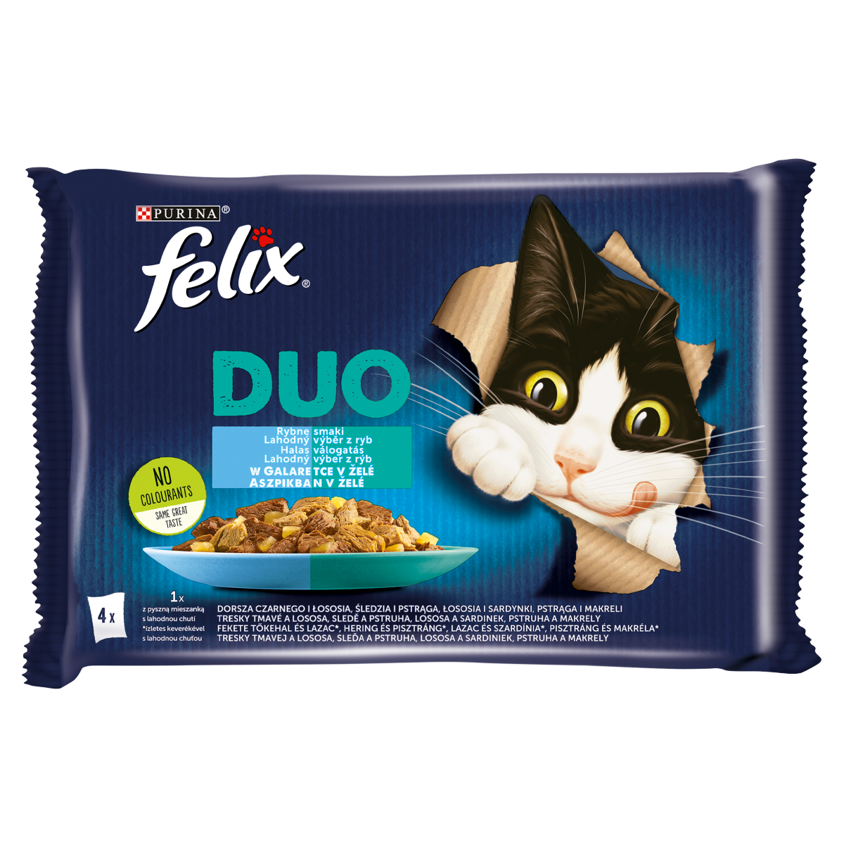 felix Purina Fantastic Duo halas válogatás aszpikban nedves macskaeledel 4 x 85 g (340 g)