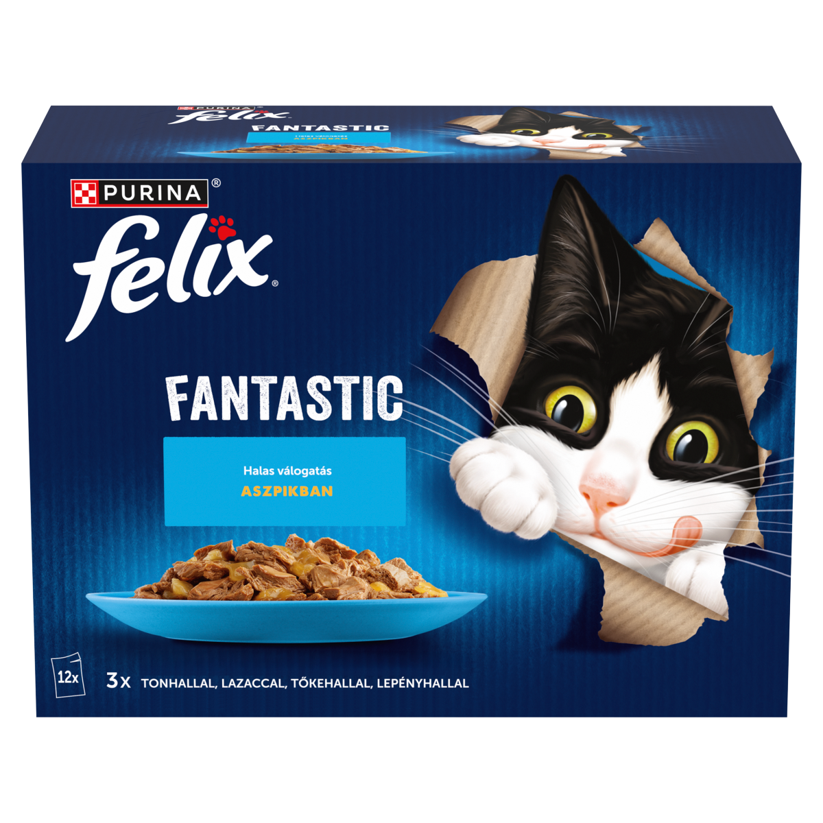 felix Purina Fantastic halas válogatás aszpikban nedves macskaeledel 12 x 85 g (1,02 kg)