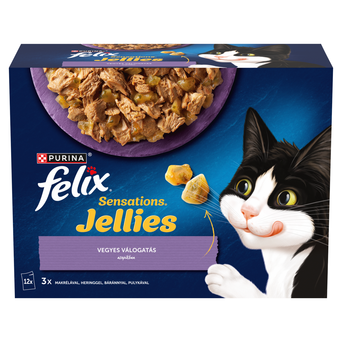 felix Purina Sensations Jellies vegyes válogatás aszpikban nedves macskaeledel 12 x 85 g