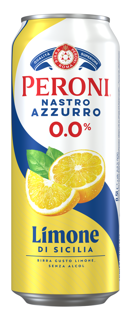 Peroni Nastro Azzurro Limone di Sicilia Alkoholmentes Sör és citrom Ízű Ital Keveréke 0,0% 500 ml