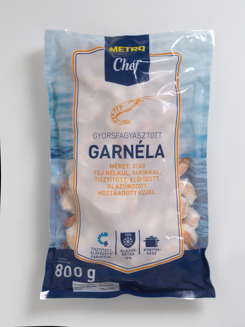 Classic Gasztro Gyorsfagyasztott 31/40 Garnéla Farok 800 g