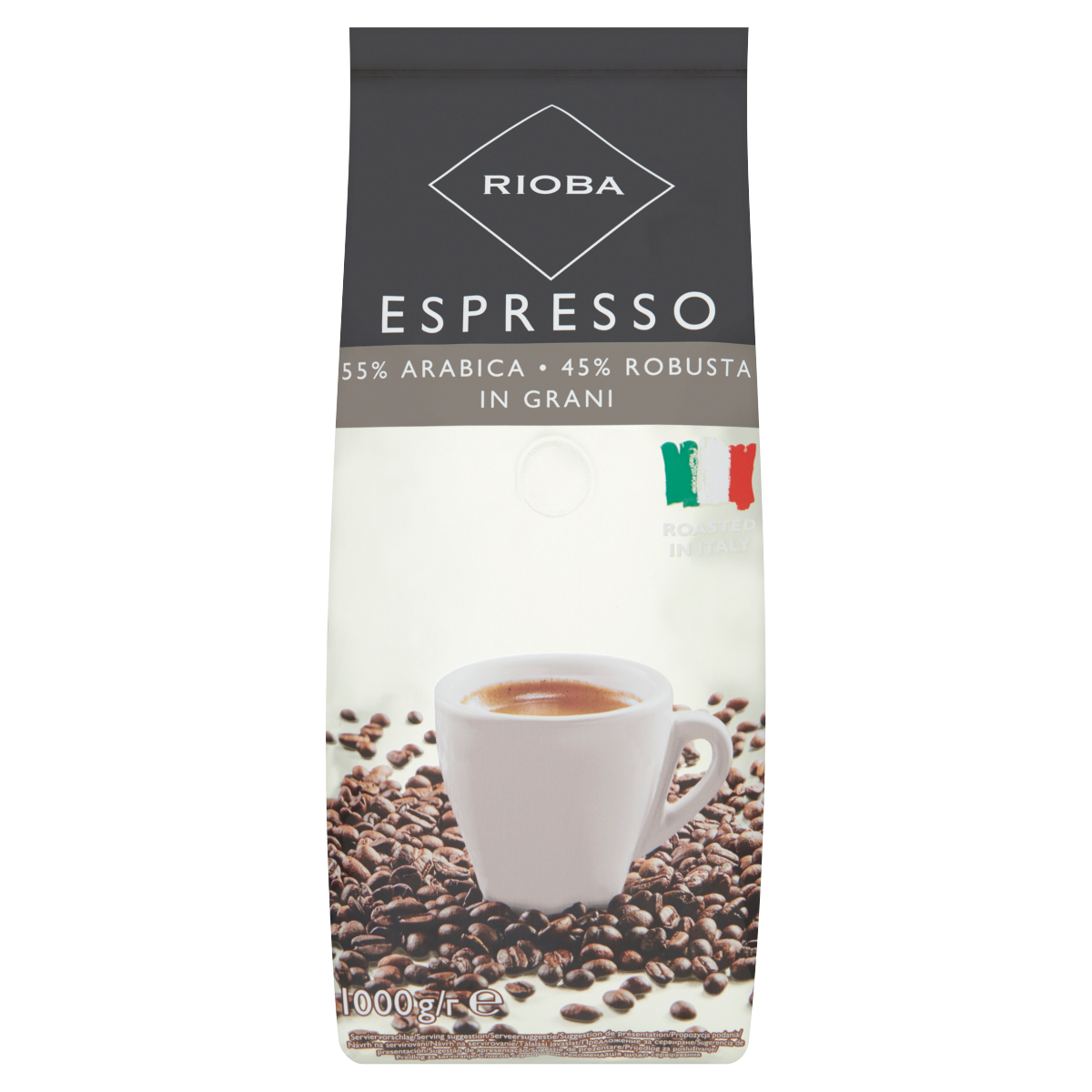 RIOBA Espresso Silver Pörkölt Szemes Kávé Arabica 55 %, Robusta 45 % 1 kg