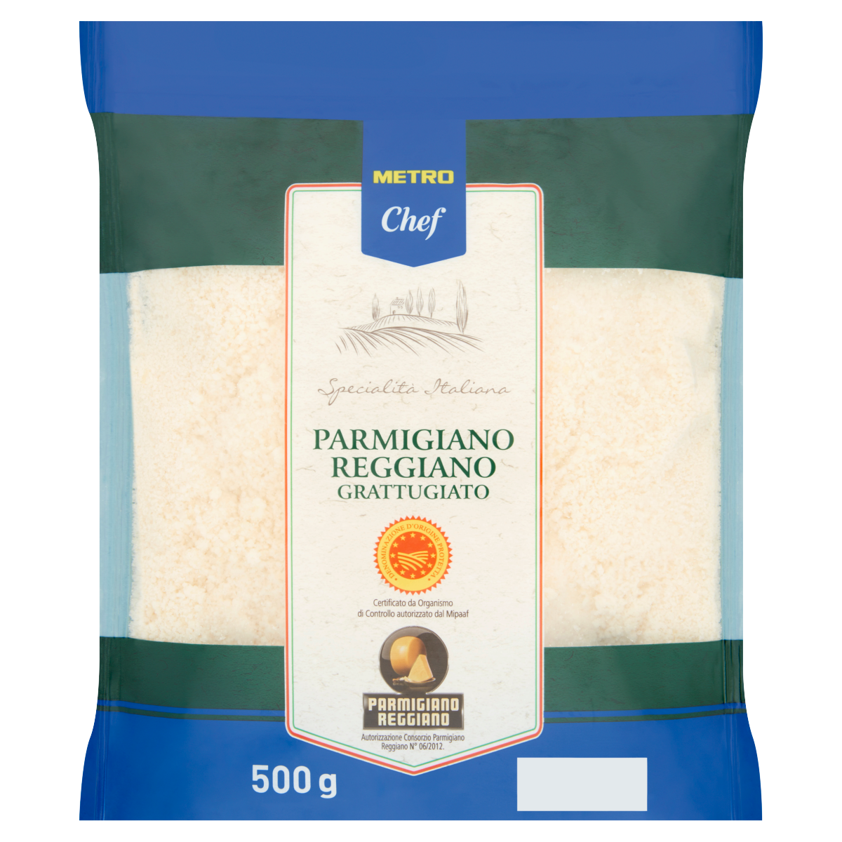METRO Chef Parmigiano Reggiano Félzsíros Extra Kemény Reszelt Sajt 500 g