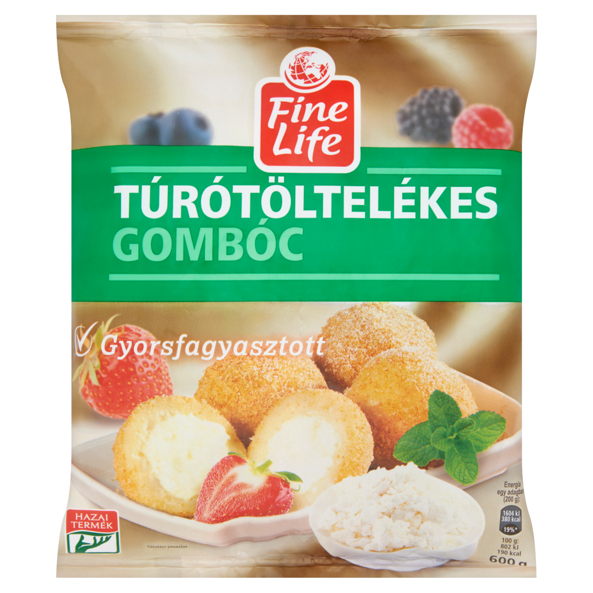 Fine Life Gyorsfagyasztott Túrótöltelékes Gombóc 600 g