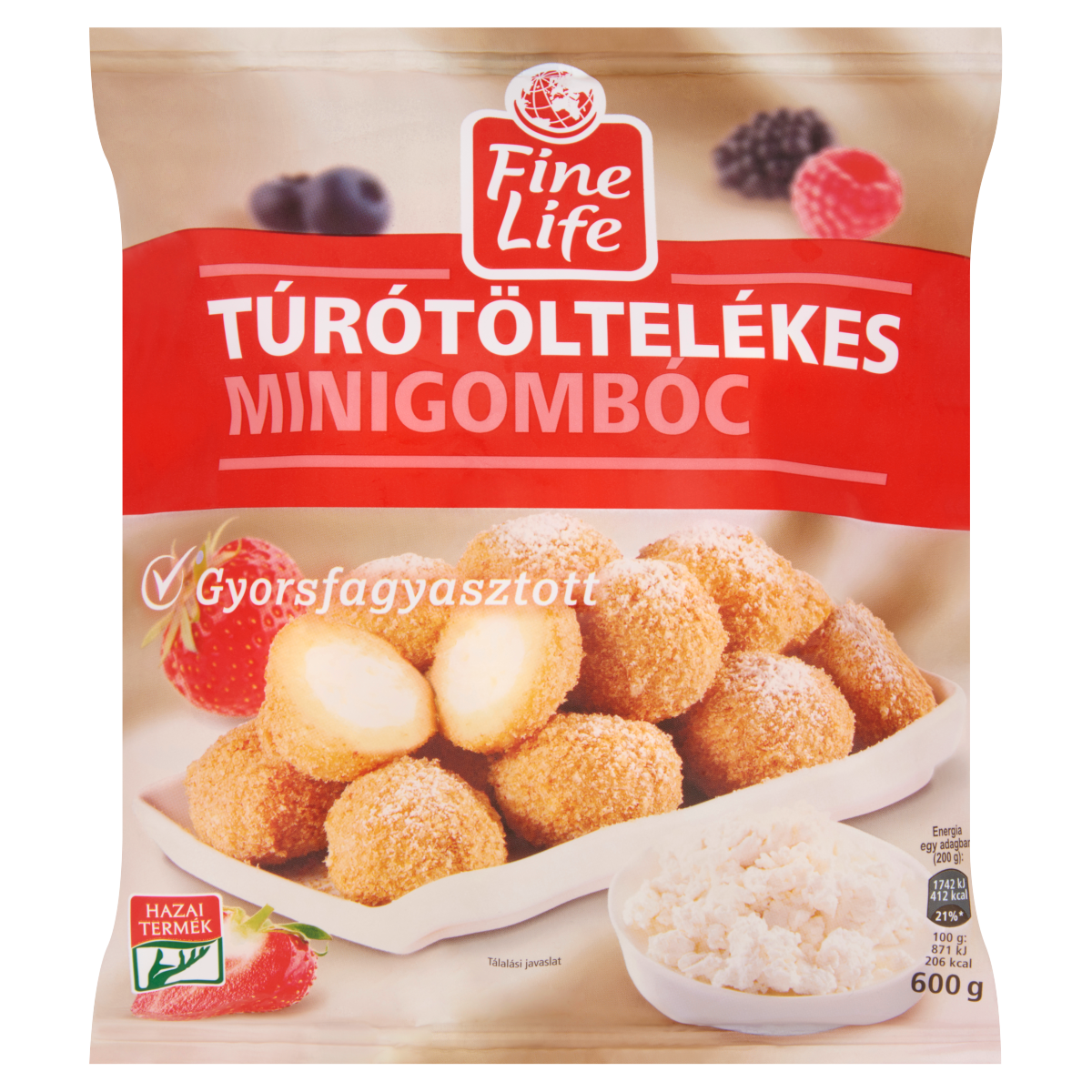 Fine Life Gyorsfagyasztott Túrótöltelékes Minigombóc 600 g