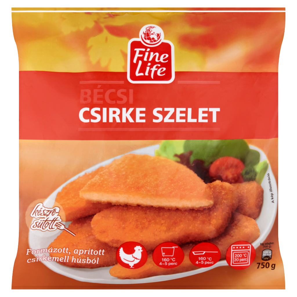 Fine Life Gyorsfagyasztott Bécsi Csirke Szelet 750 g