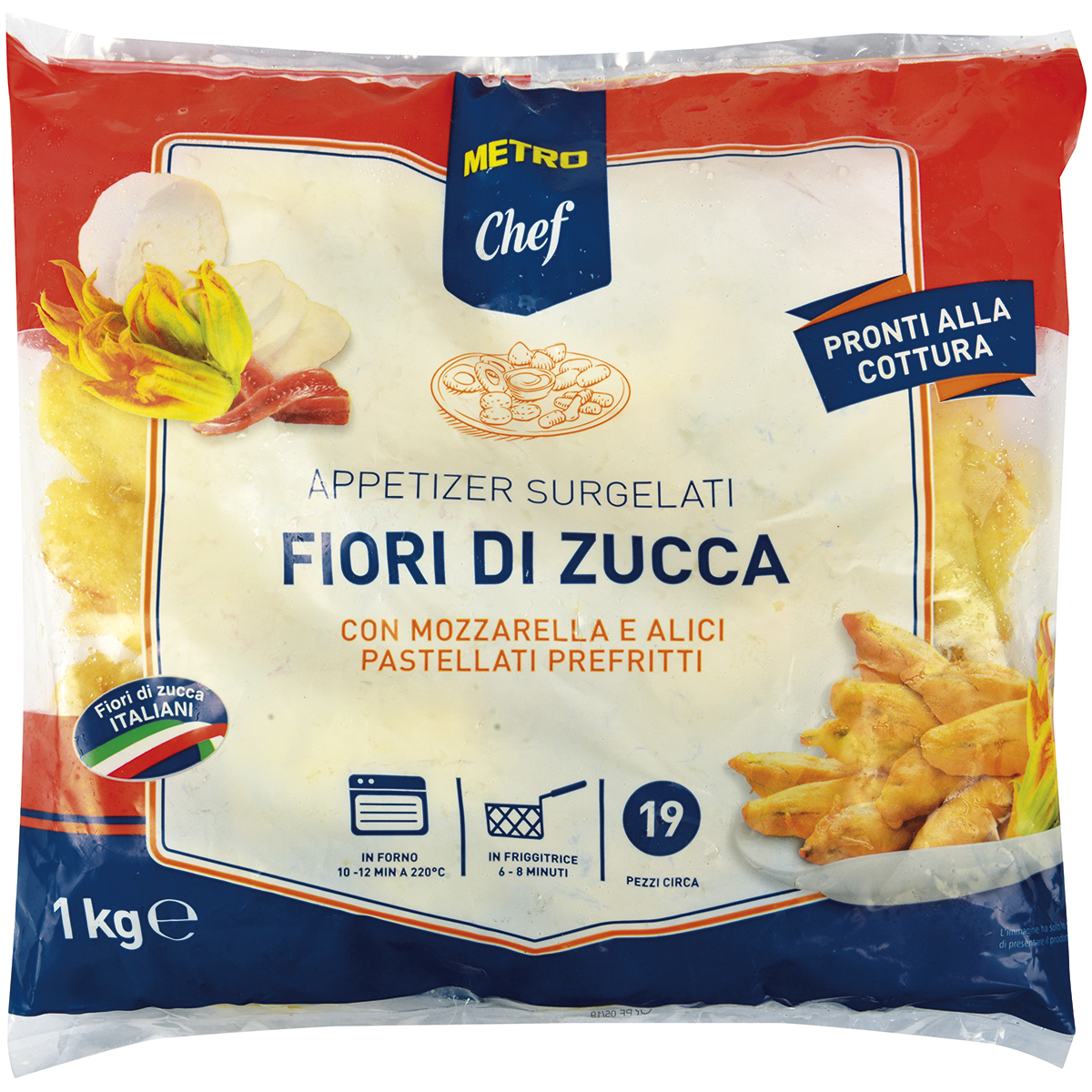 METRO Chef Fiori di zucca pastellati con alici e mozzarella surgelati 1 conf. 1 kg