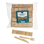 METRO PROFESSIONAL Set di postae in legno forchetta e coltello conf. 50 pezzi