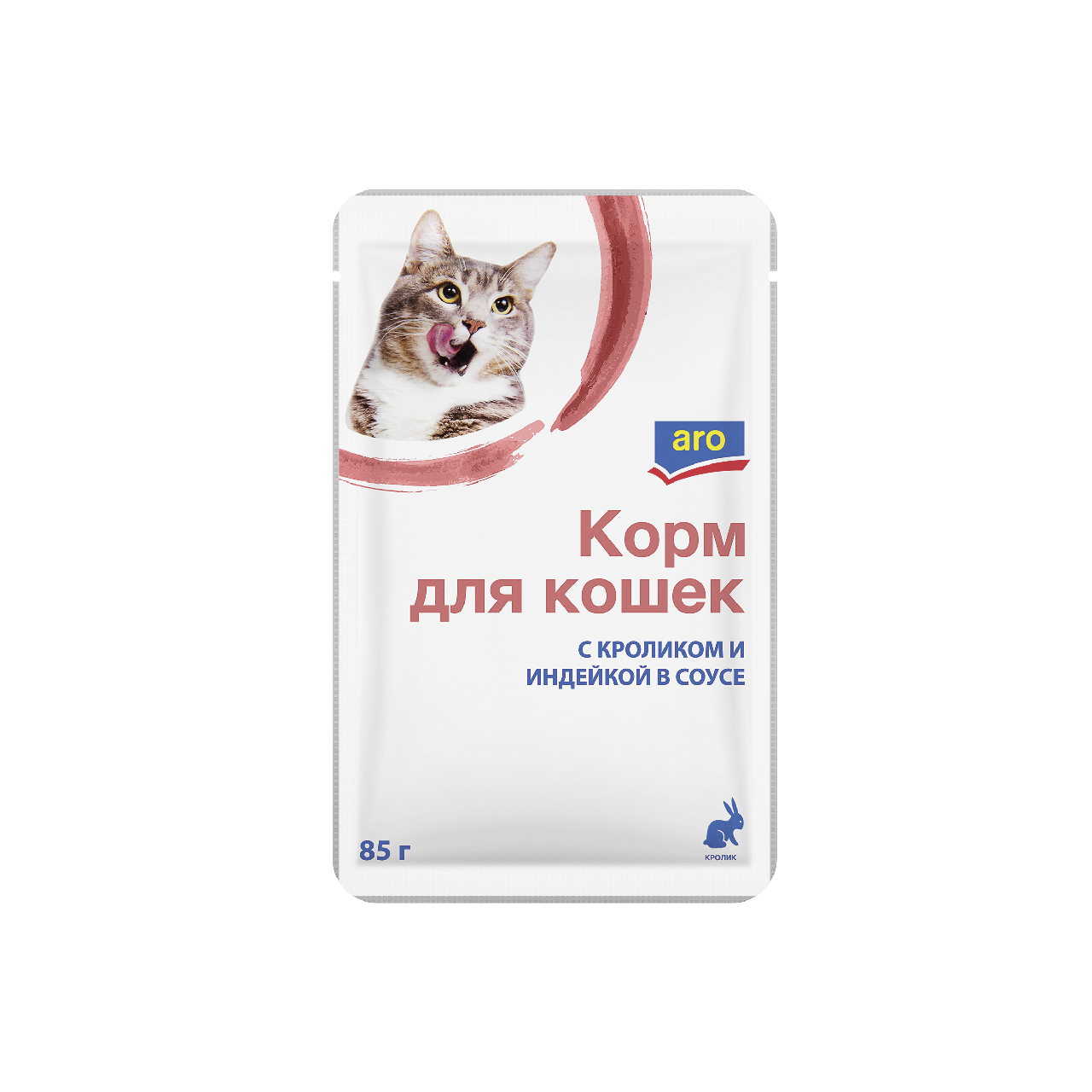 aro корм для кошек кролик и индейка в соусе 85г