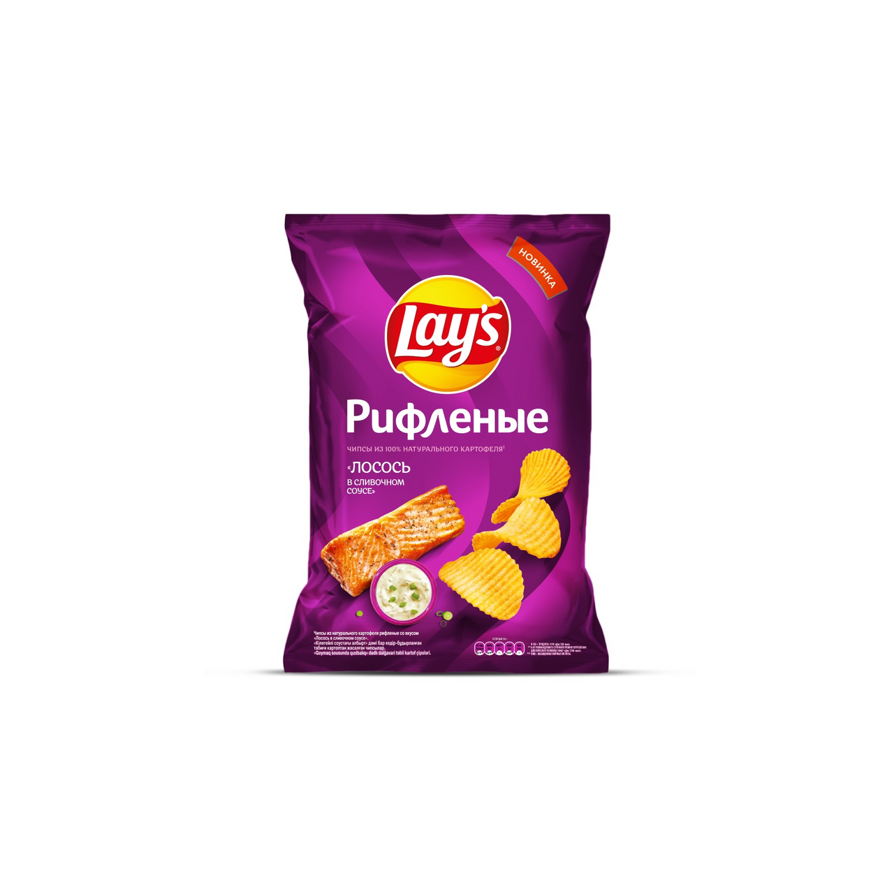 LAY'S Чипсы рифленые лосось 140г