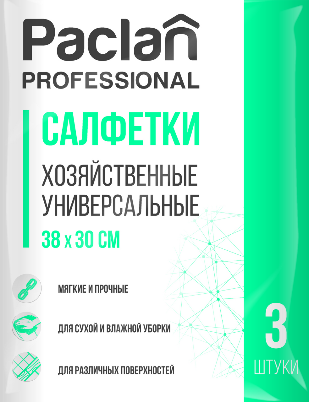PACLAN Professional универсальная салфетка 38x30 см, 3 шт