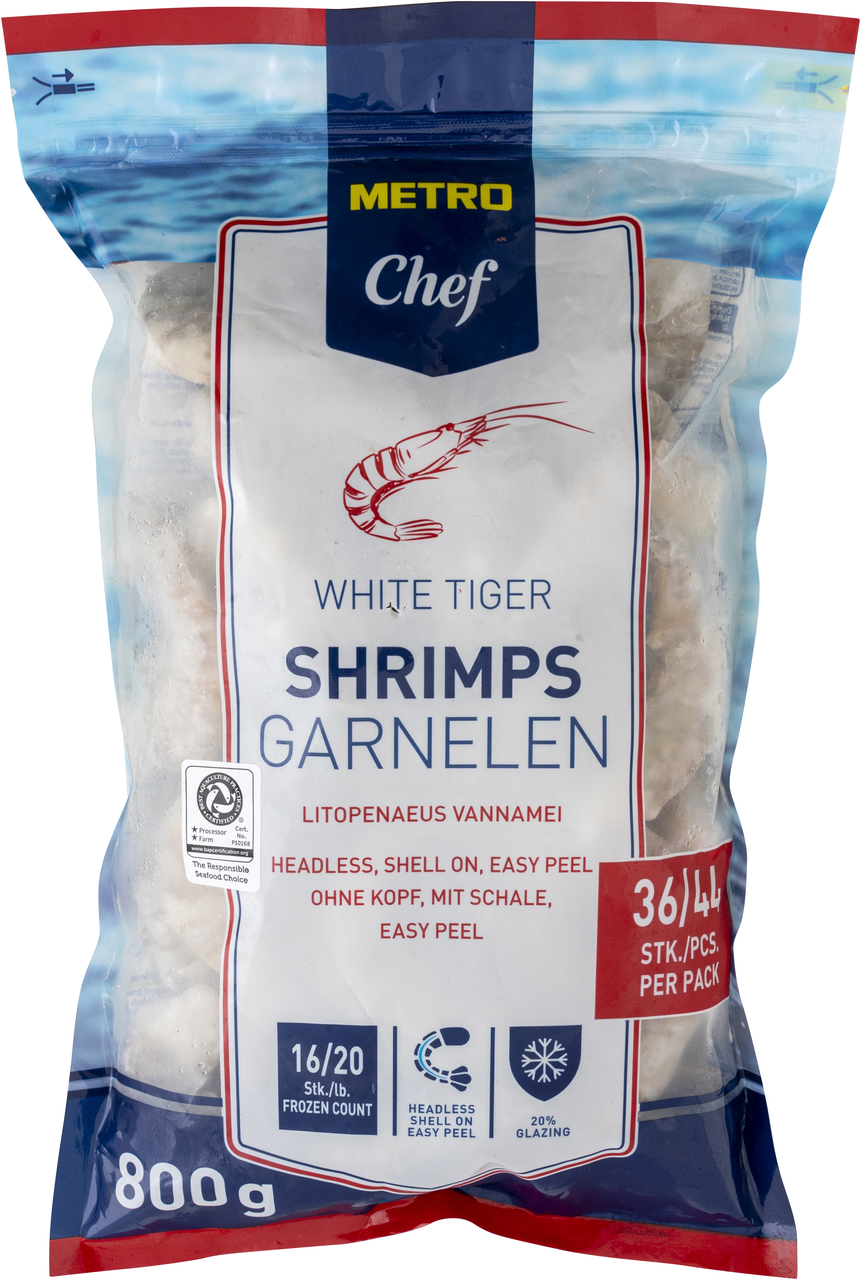METRO Chef Creveti cruzi congelati 16/20 white tiger 800g