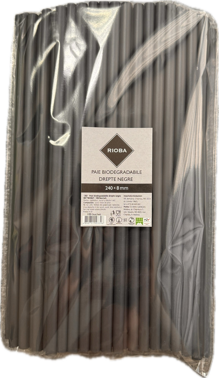 RIOBA Set 100buc paie biodegradabile 8x240mm