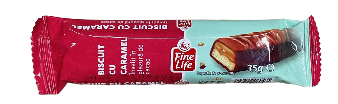 Fine Life Baton cu marshmallow si caramel in glazura de cacao 35g