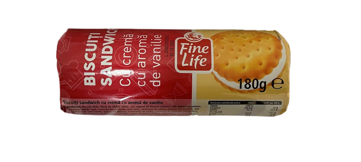Fine Life Biscuiti crema vanilin 180g