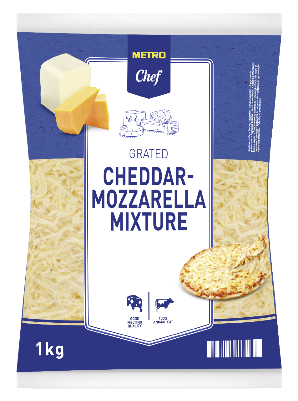 METRO Chef Cheddar-Mozzarella Amestec ras 1kg