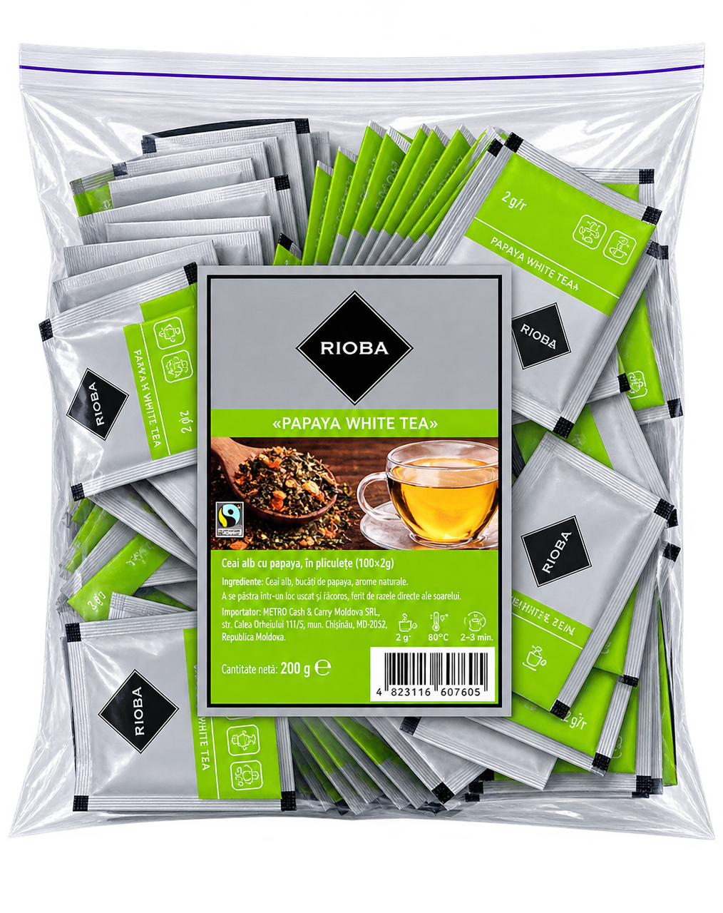 RIOBA Ceai Verde Papaya 100 Plicuri