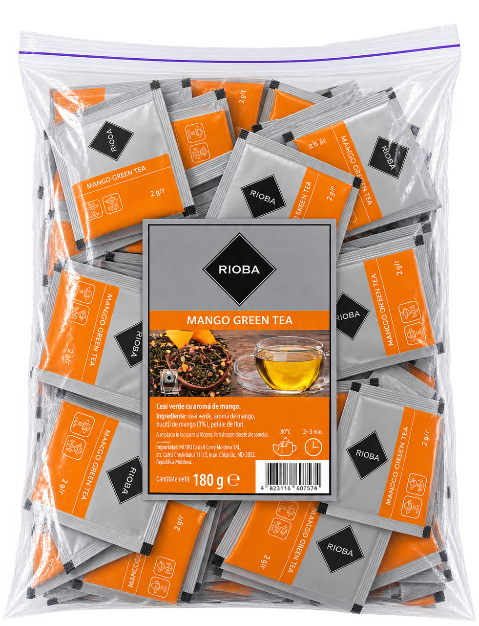 RIOBA Ceai Verde Mango 100 Plicuri