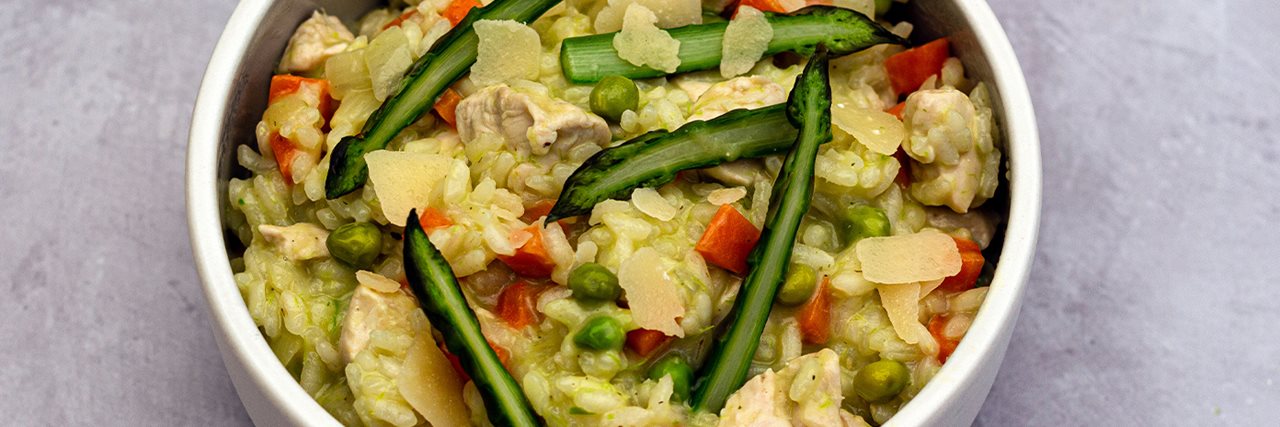 Recettes de chefs | Risotto au poulet et légumes printaniers Recettes de chefs | Risotto au poulet et légumes printaniers