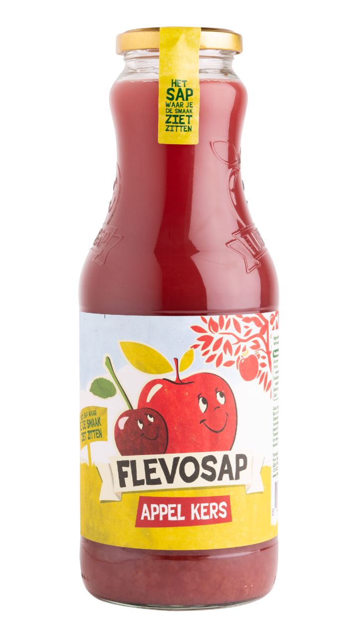 Flevosap Appel-Kers fles 6 x 1 l