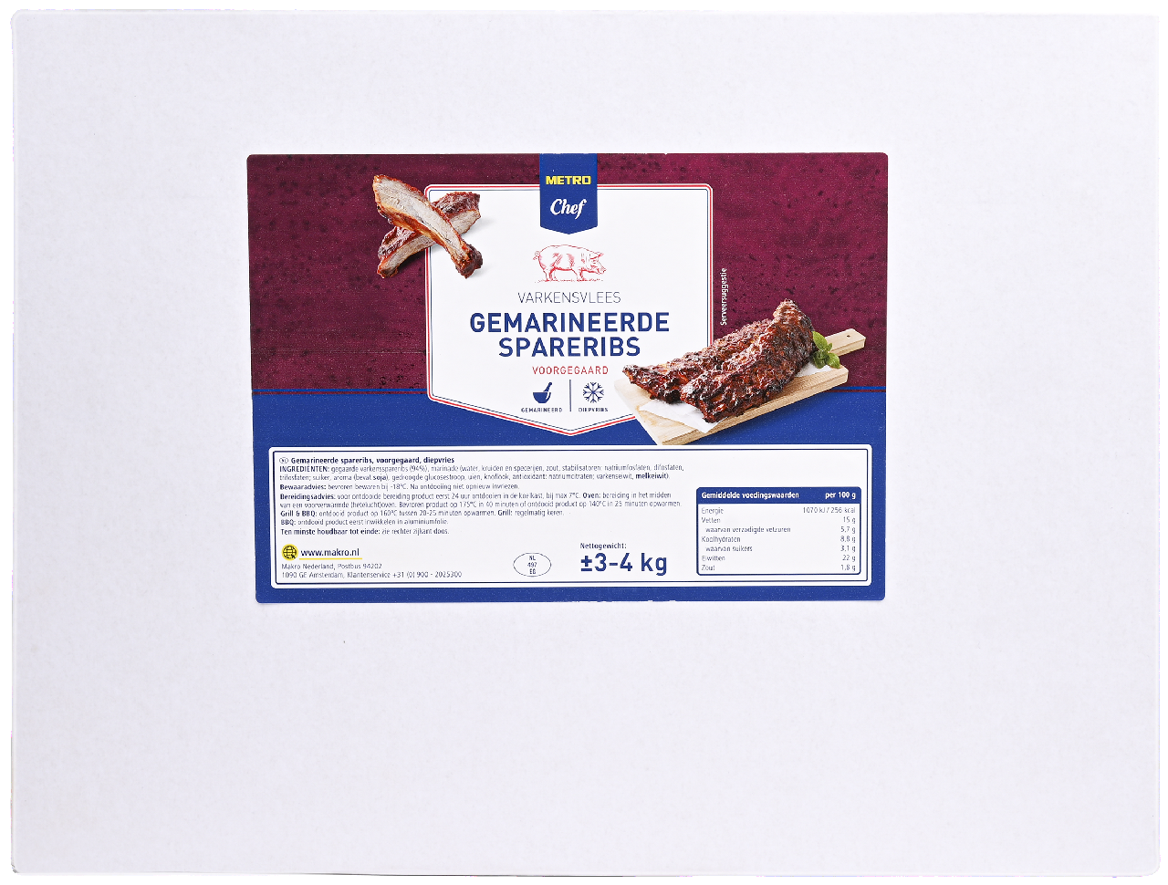 METRO Chef Gebraden Varkensspareribs diepvries doos ca. 3,5 kg