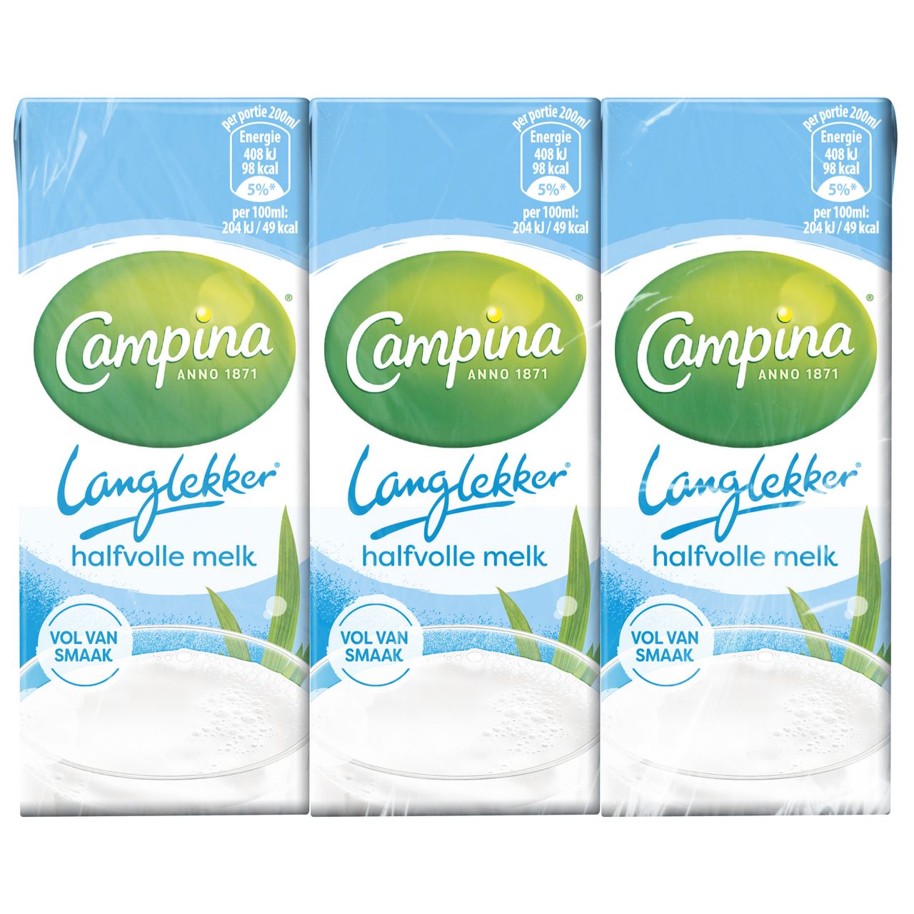 Campina Langlekker Melk Halfvolle Mini's 6 x 20 cl