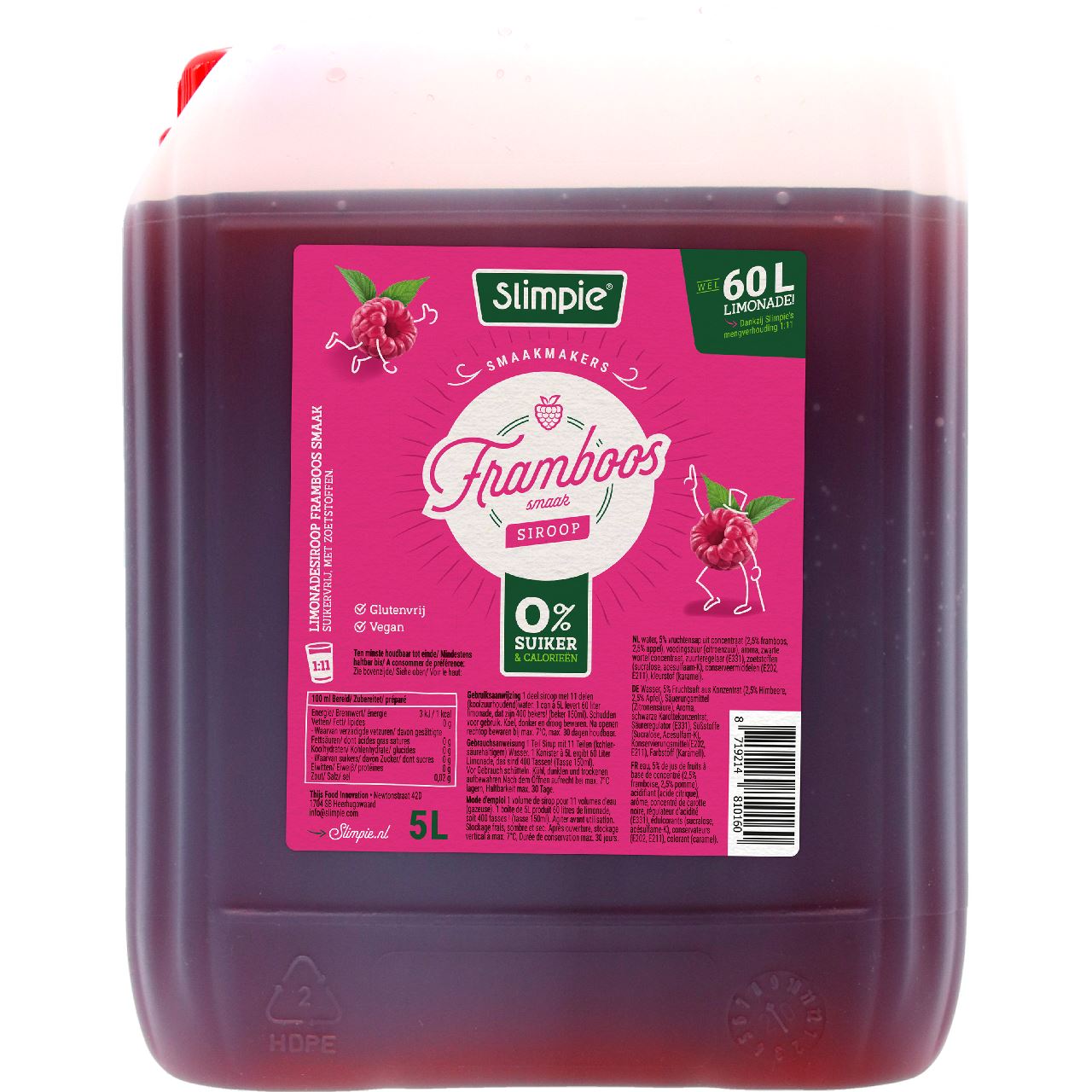 Slimpie Framboos Siroop 5 L