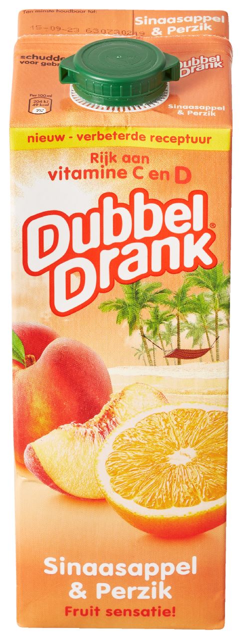 DubbelDrank Sinaasappel & Perzik 1 l