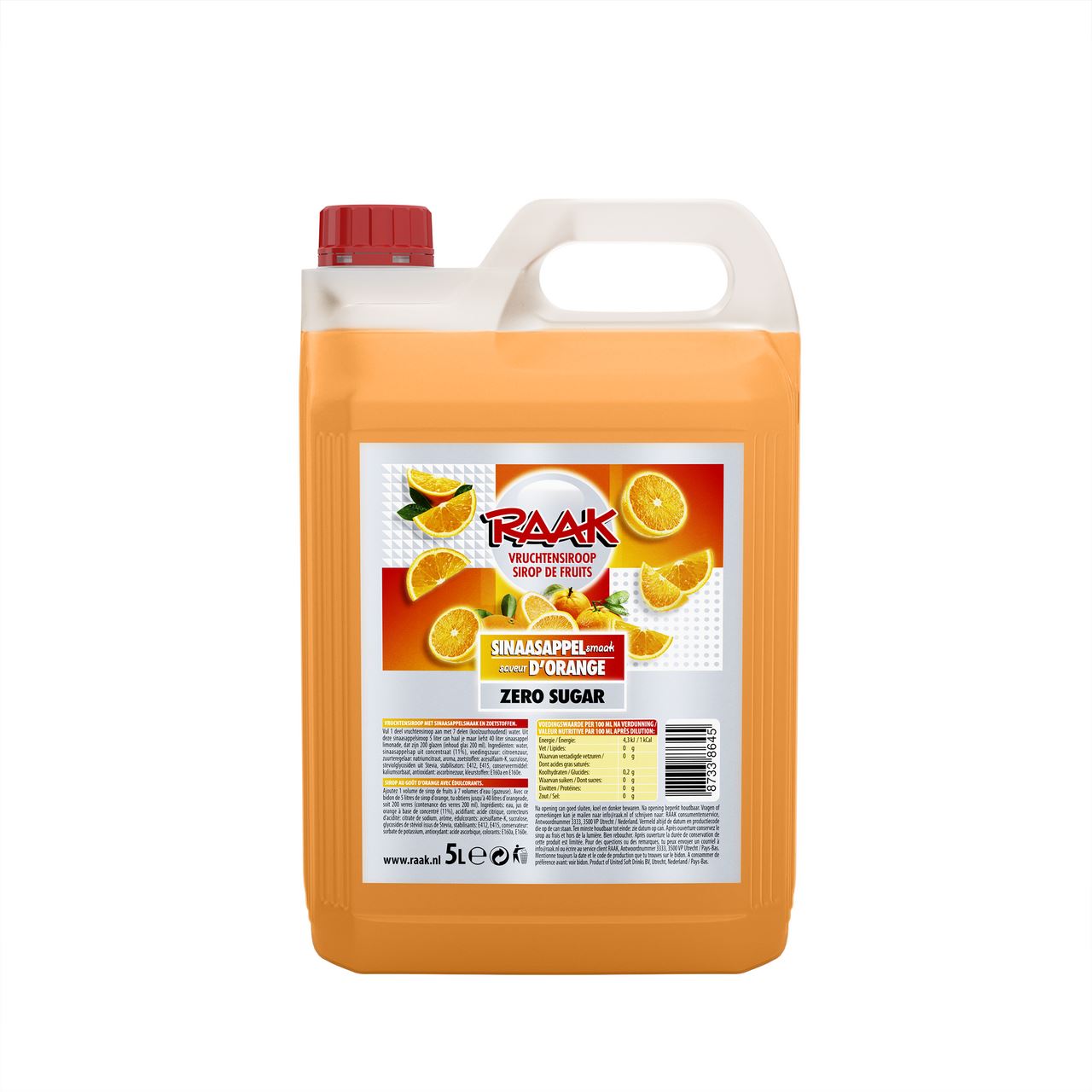 RAAK Vruchtensiroop Zero Sinaasappel 5 l