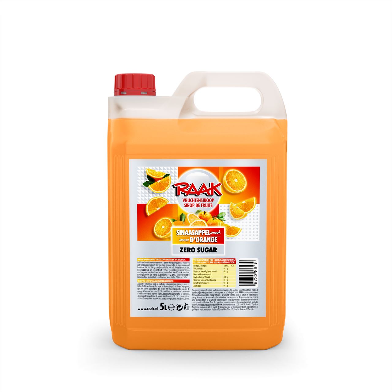 RAAK Vruchtensiroop Zero Sinaasappel 4 x 5 l