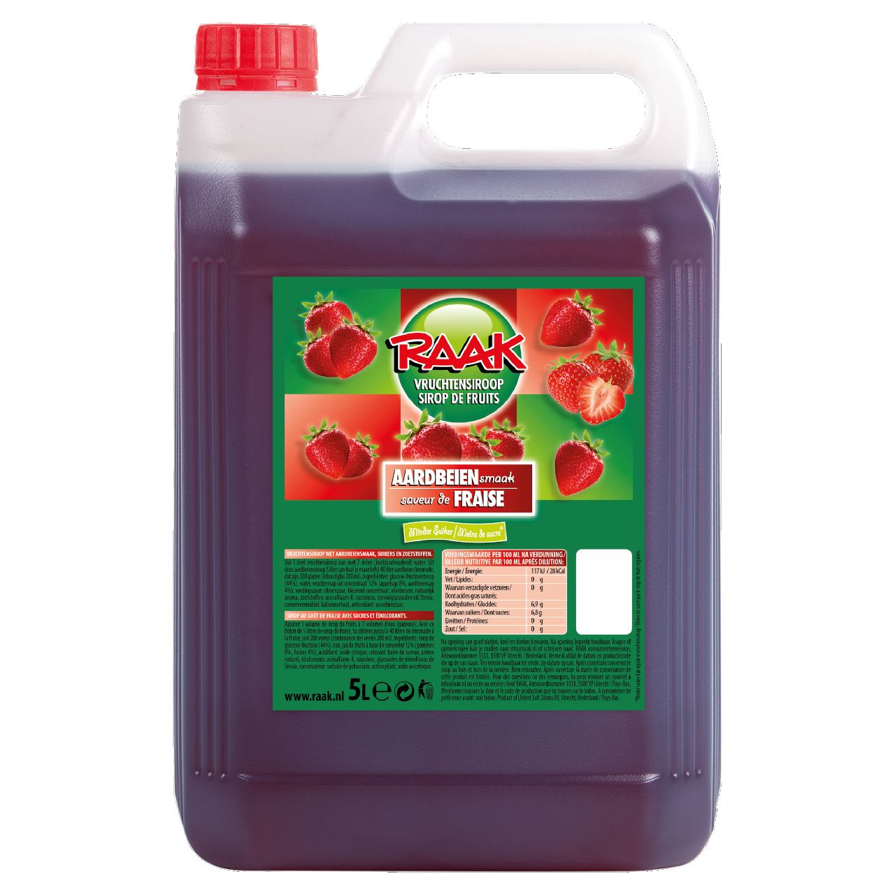 RAAK Vruchtensiroop Aardbei 4 x 5 l