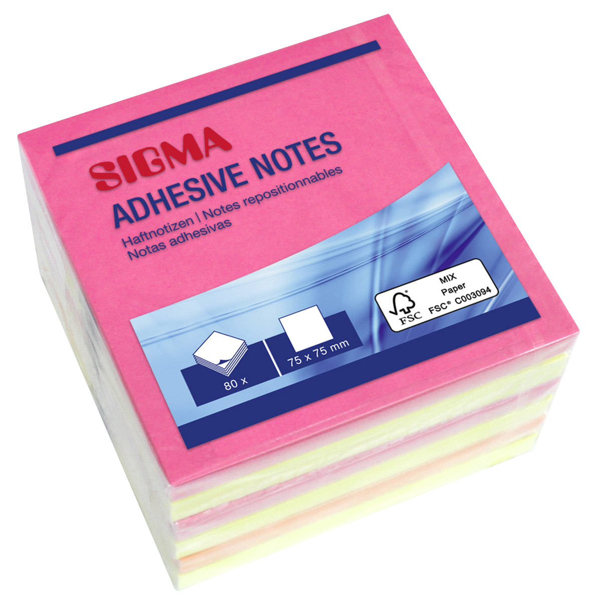 SIGMA Notes 75 x 75 mm 5 x 80 vel assorti