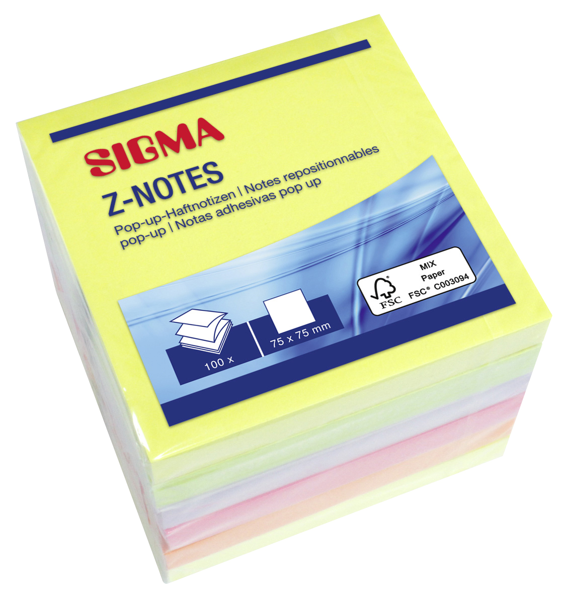 SIGMA Z-Notes 75 x 75 mm 5 x 100 vel assorti