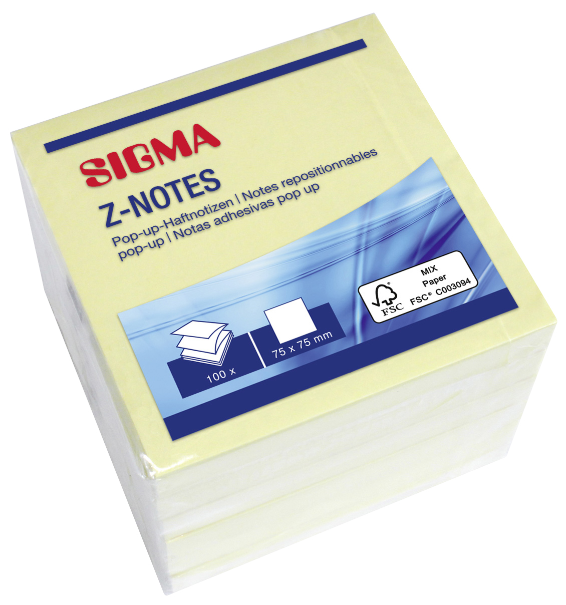 SIGMA Z-Notes 75 x 75 mm 6 x 100 vel geel