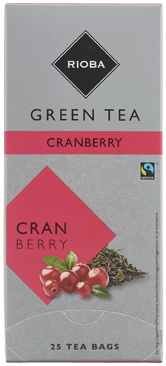 RIOBA Groene thee cranberry fairtrade 25 x 1,5 gram