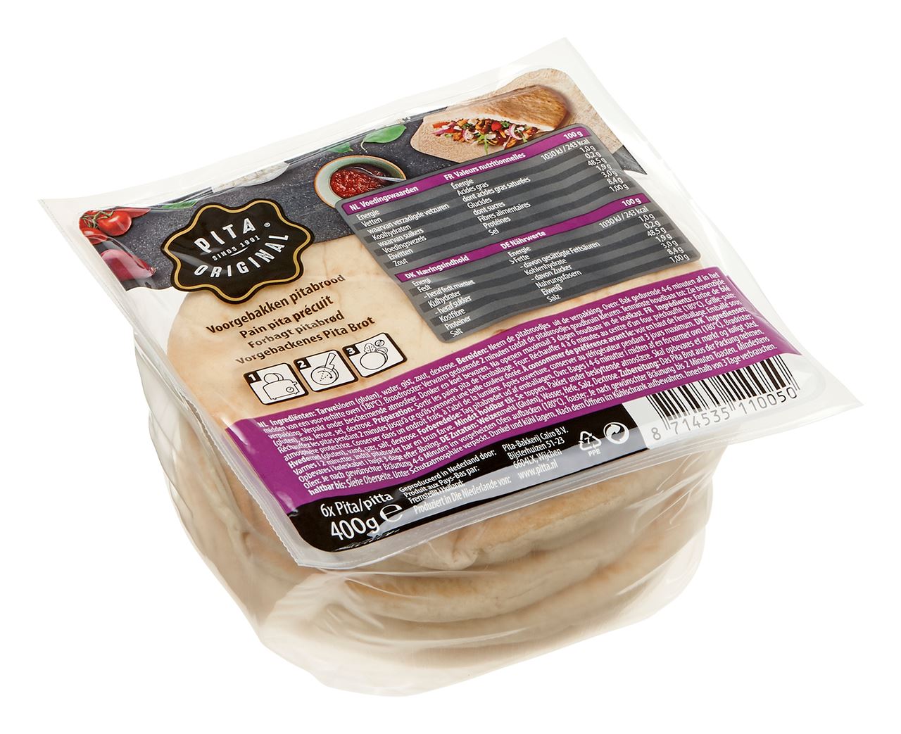 Pita Original Pitabroodje 1x6 24 x 400 gram