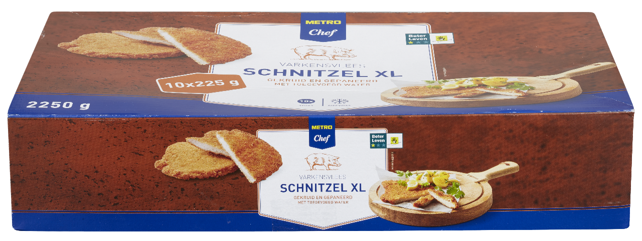 METRO Chef Varkens bigschnitzel diepvries Beter Leven keurmerk 1 ster 10 x 225 g *