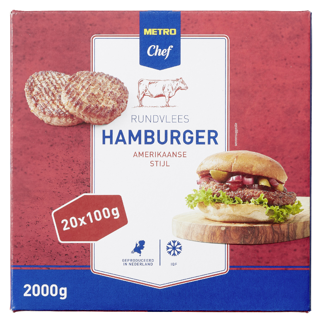 METRO Chef Hamburger Amerikaanse stijl diepvries 20 x 100 g *