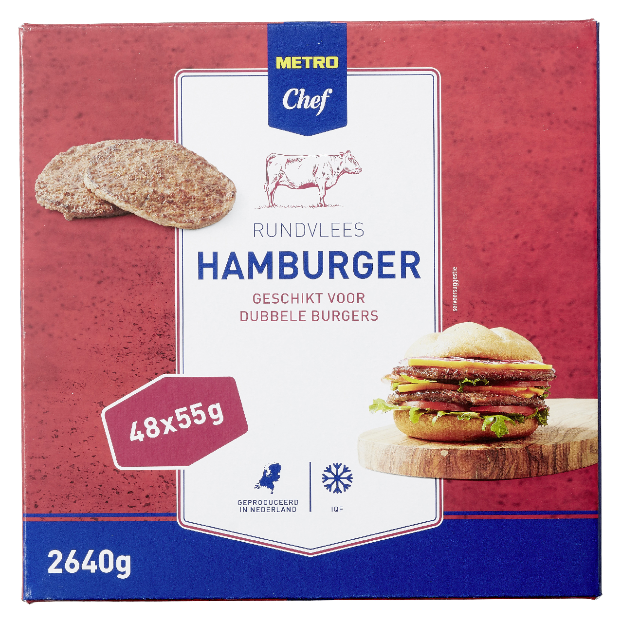 METRO Chef Hamburger rundvlees diepvries 48 x 55 g
