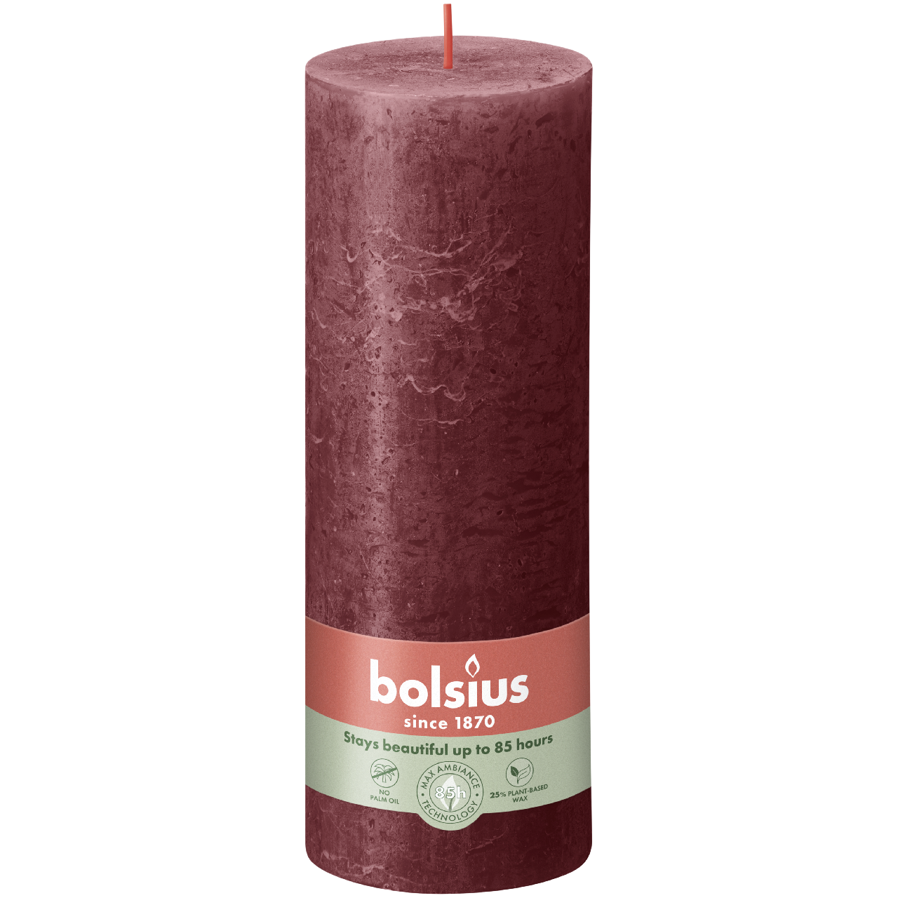 bolsius Shine Stompkaars rustiek 190/68 velvet red