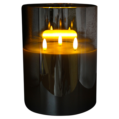 Magic Candles 3-LED kaars glas 15 x 20 cm b/o smoke | Makro Nederland