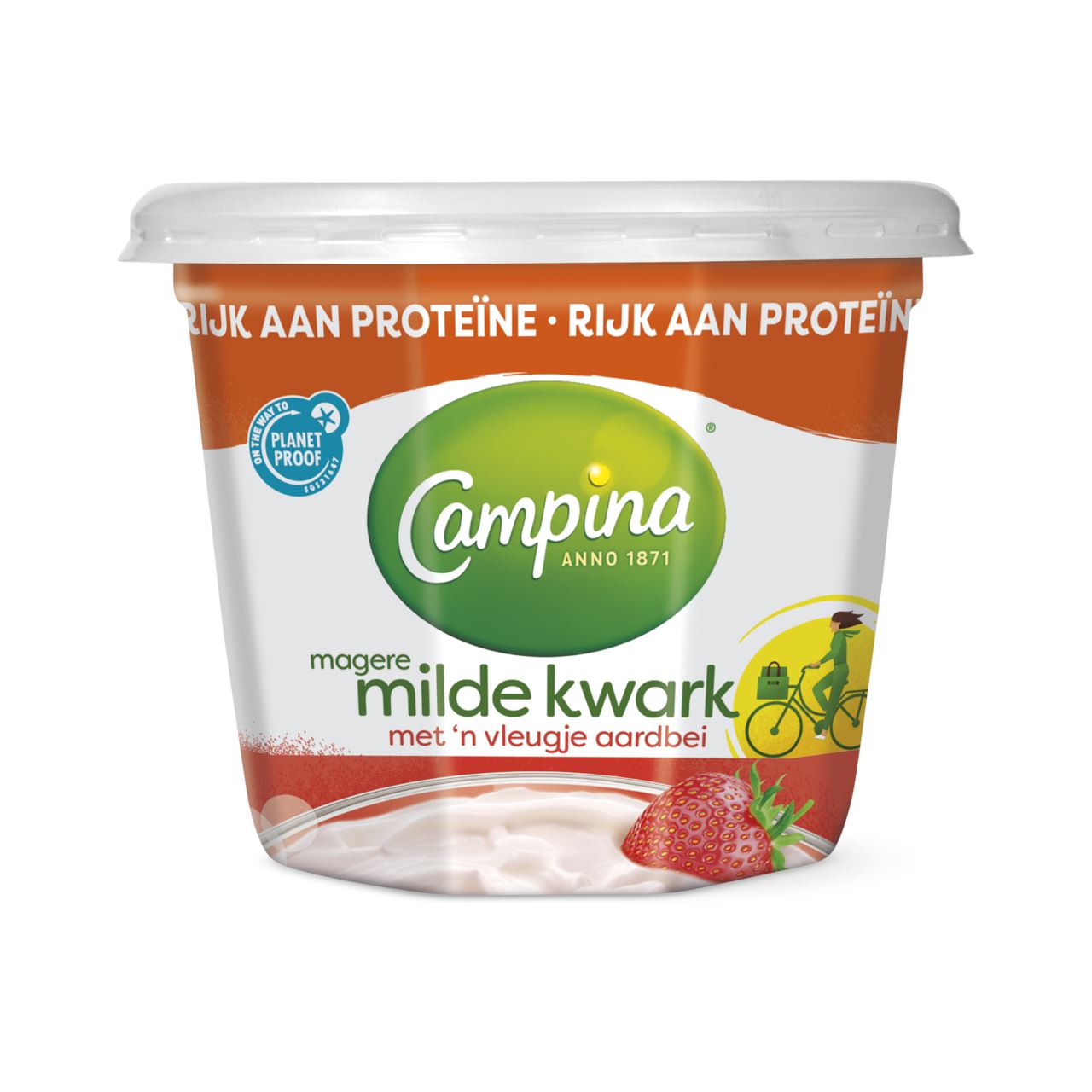 Campina magere kwark met een vleugje aardbei 500 g