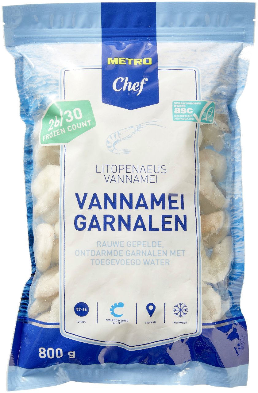 METRO Chef ASC Vannamei gepeld en ontdarmd 26/30 800 g *